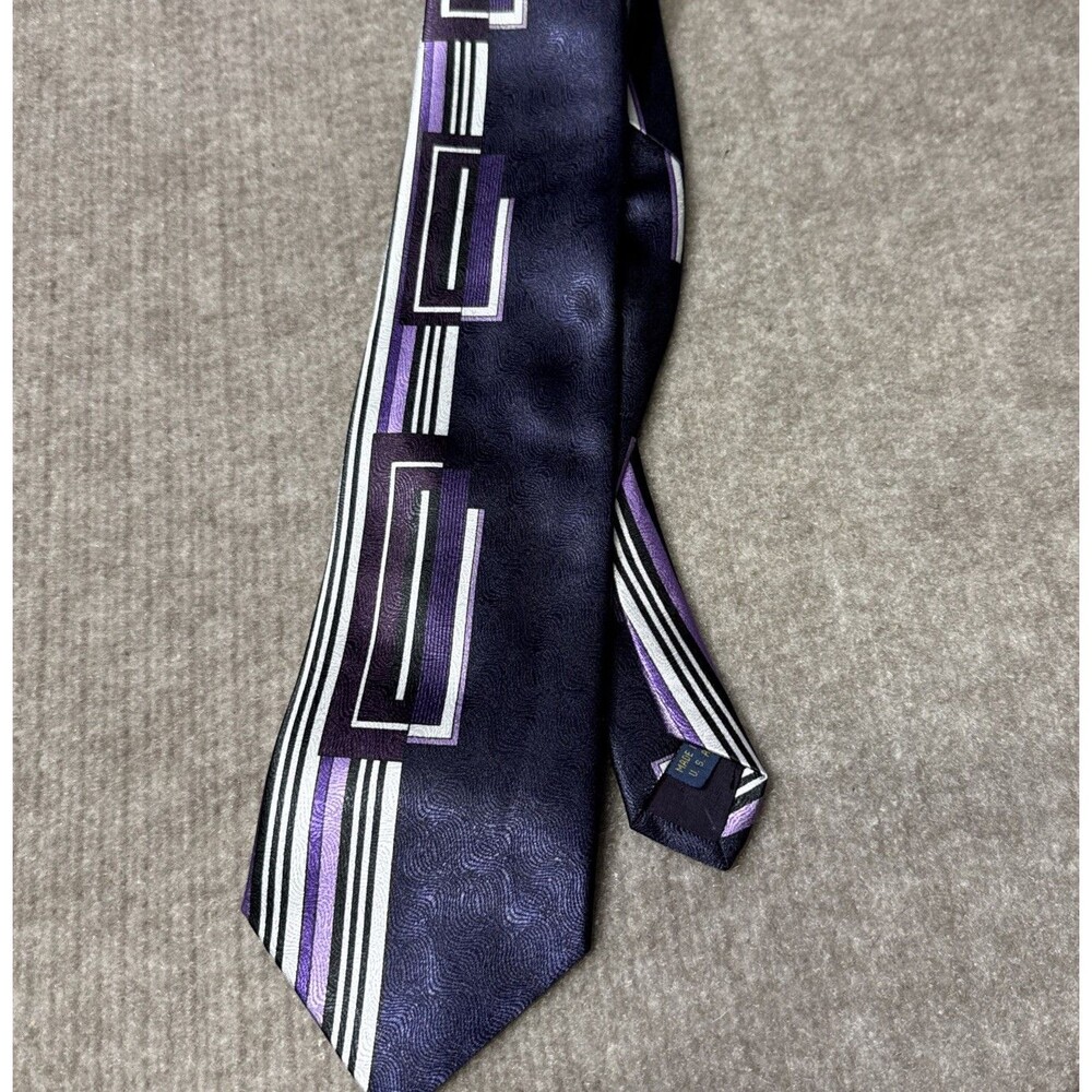 Gianno USA Made Men's Neck Tie Purple Violet Polyester 47035 Rockabilly Art Deco